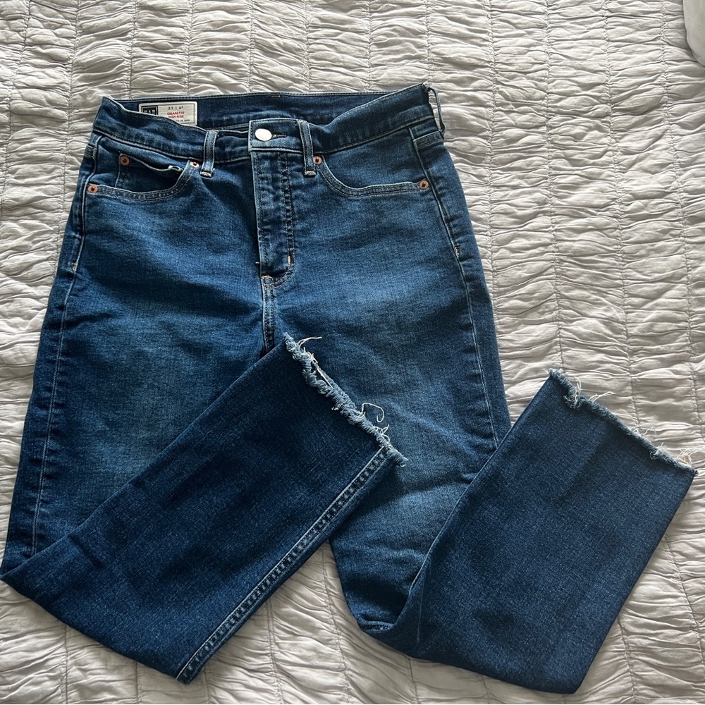GAP Cigarette High Rise Jeans with Raw Hem